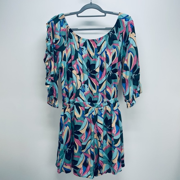 Hailey & Co Women’s Tropical Romper Multicolor  Floral Vacation Outfits Size M - Picture 8 of 8